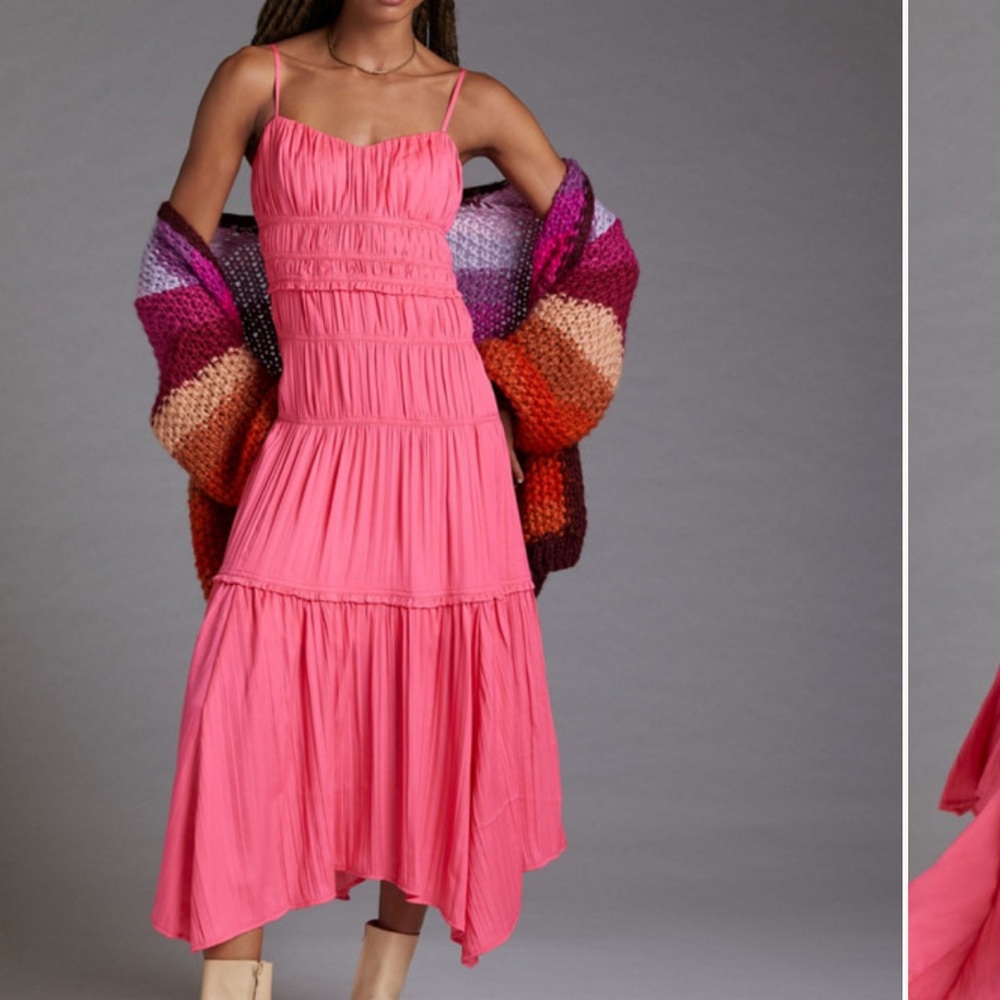 NWT Anthropologie Raspberry Ruched Slip Dress - Picture 6 of 6